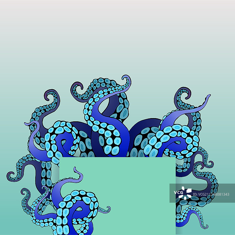 章鱼框架创意海洋涂鸦图片素材