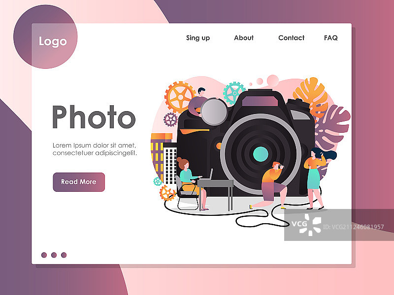照片网站着陆页设计模板图片素材
