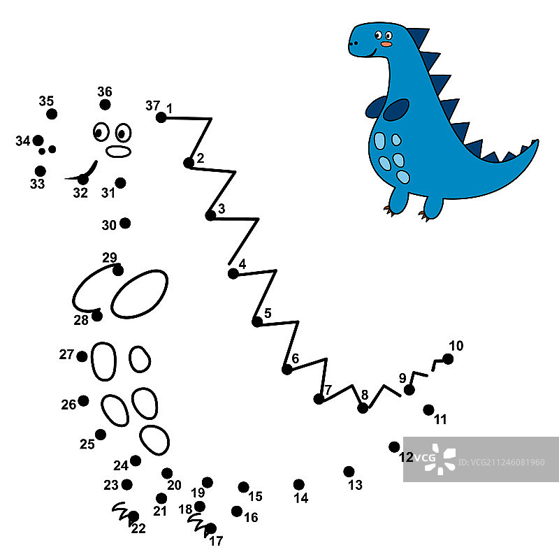 连接点绘制可爱恐龙图片素材