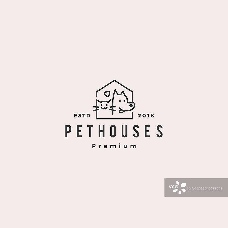 猫狗宠物店复古风logo图片素材