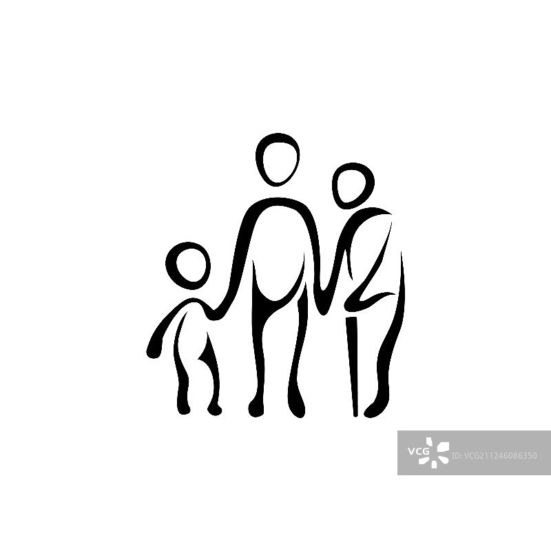 线性图标：儿童、成年人和老人图片素材