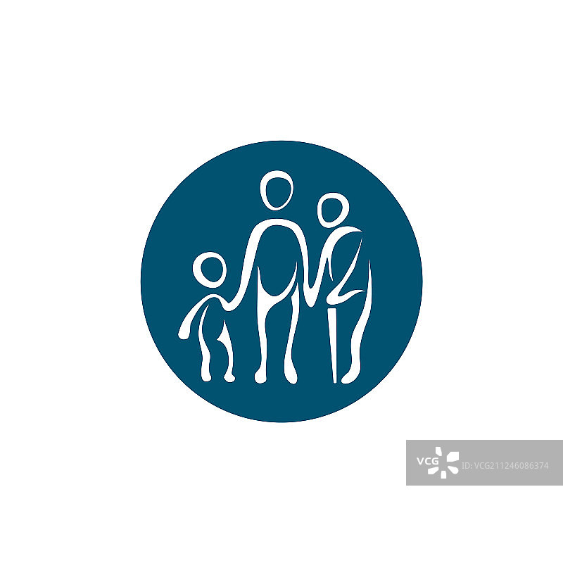 简约线性儿童、成人和老人图标图片素材