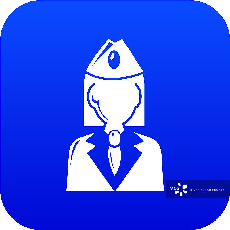 蓝色火车售票员图标图片素材