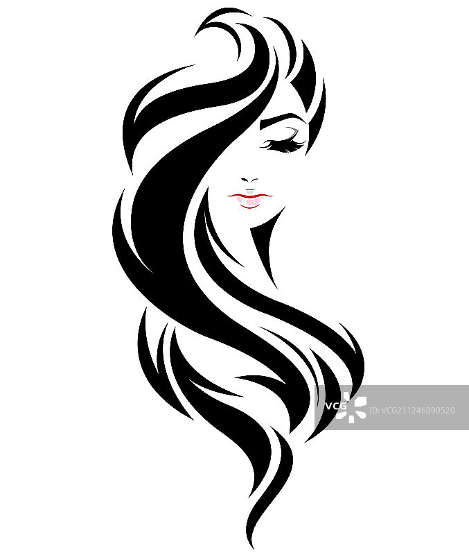 长发女人脸部造型图标图片素材