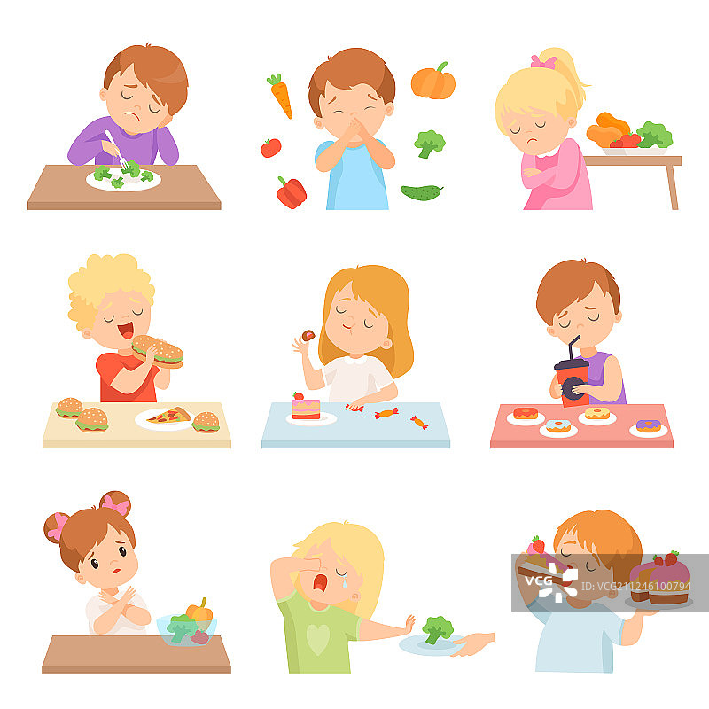 不喜欢蔬菜的孩子们图片素材
