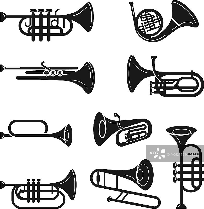 喇叭图标简约风格套装图片素材