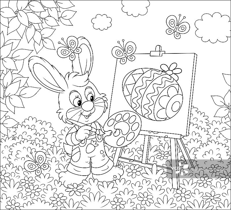 复活节兔子画家图片素材