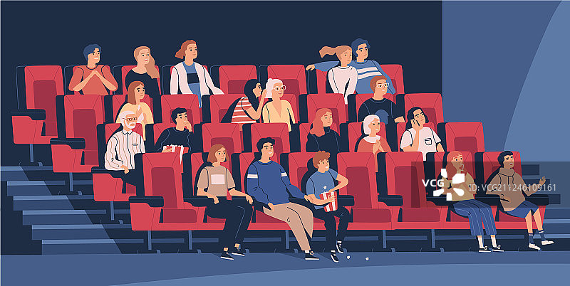 人们坐在电影院的椅子上图片素材