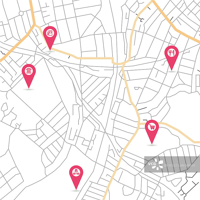 带小指针的抽象城市地图图片素材