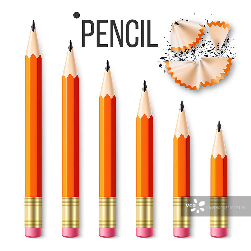 黄色经典铅笔文具套装图片素材