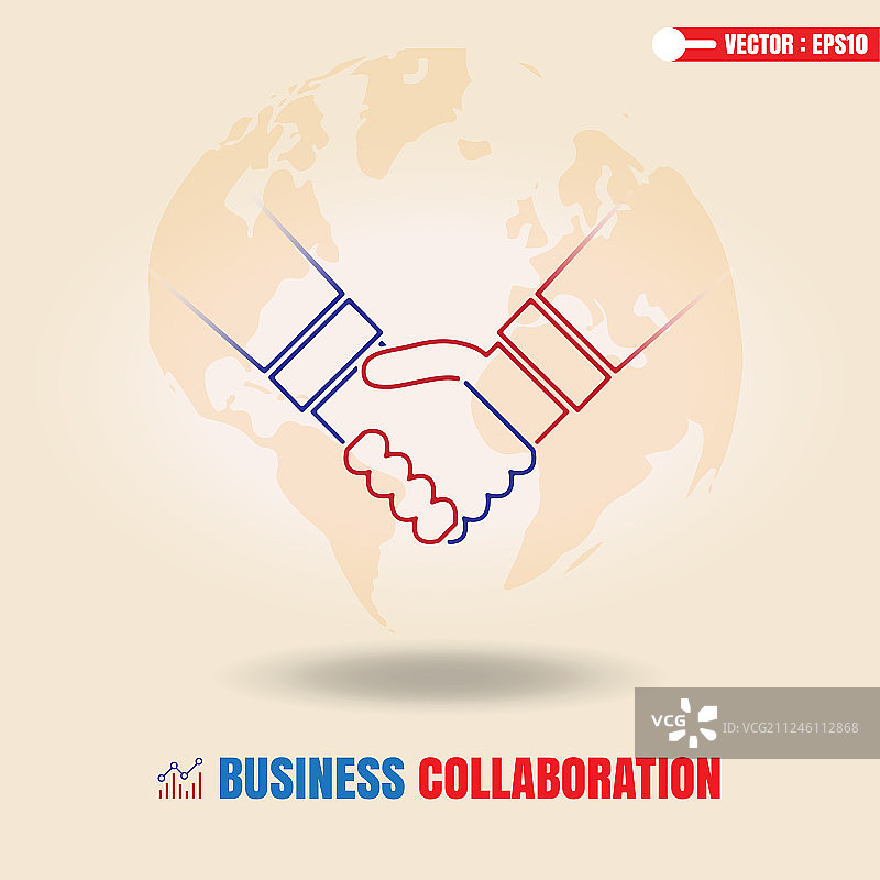 世界地图背景上的握手图片素材