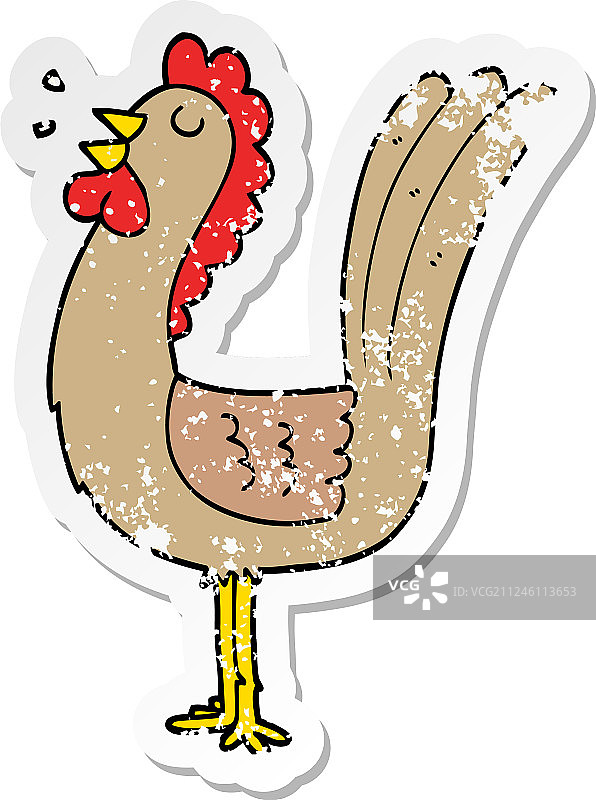 卡通公鸡复古贴纸图片素材