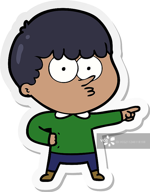 卡通指示男孩贴纸图片素材