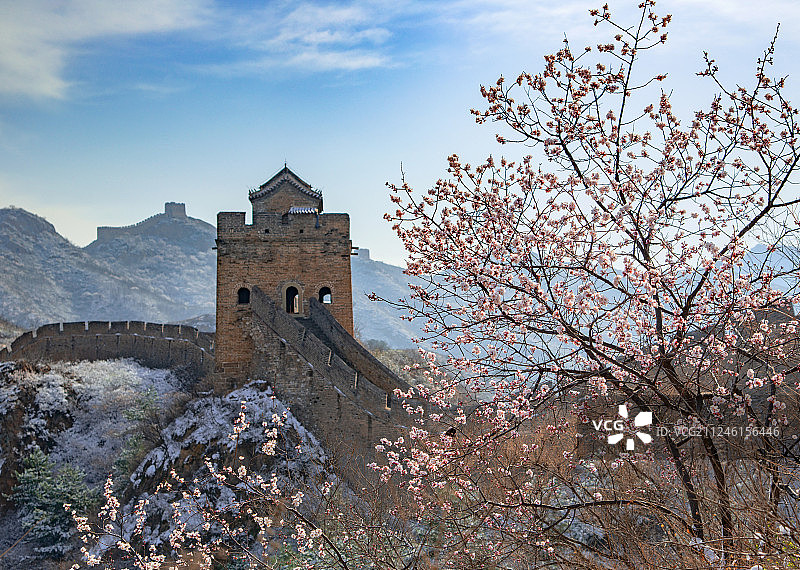 河北秦皇岛长城春色图片素材