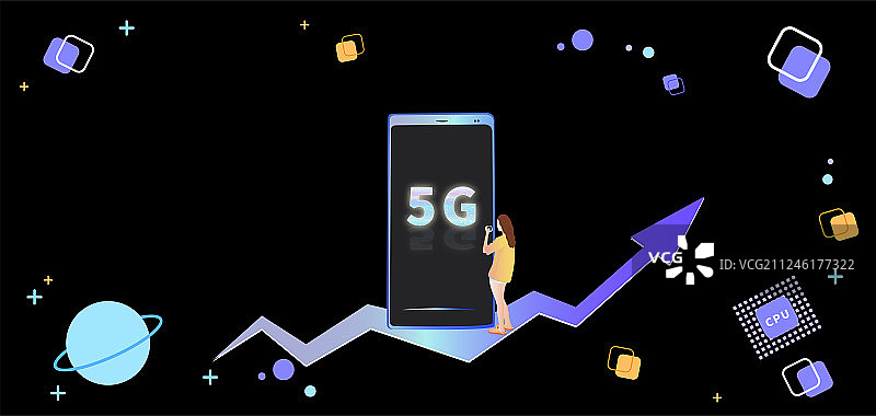 5G网络的手机数码产品，互联网连接技术信息时代插画背景海报图片素材
