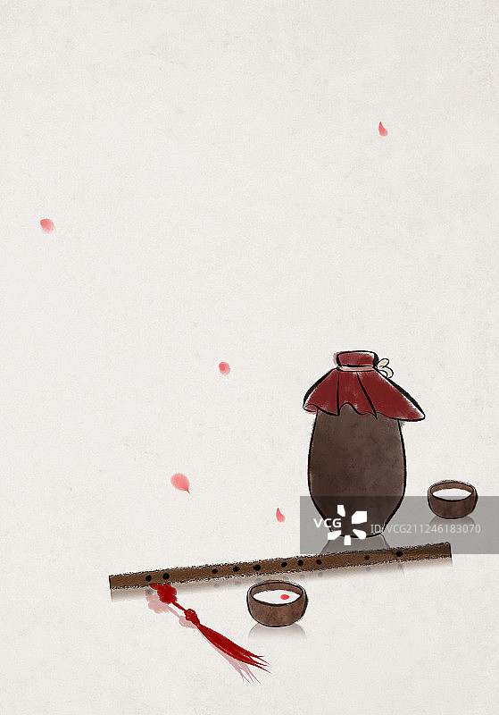 笛子中国风插画图片素材