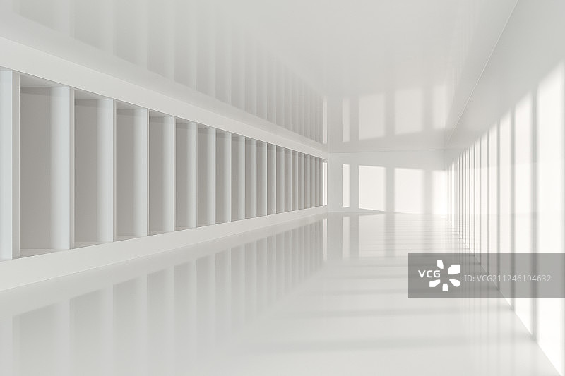 白色透光的空房间 三维渲染图片素材