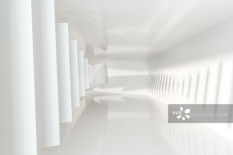 白色透光的空房间 三维渲染图片素材