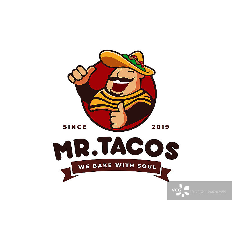 墨西哥帽玉米卷墨西哥餐厅标志吉祥物图片素材