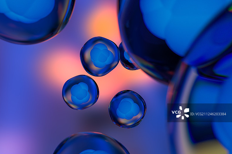 细胞与色彩丰富的背景 三维渲染图片素材