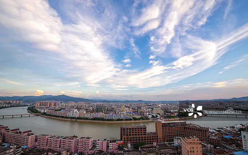 广东梅州市城区全景图图片素材