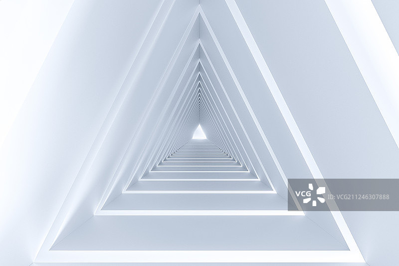 科幻感三角形通道，三维渲染图片素材