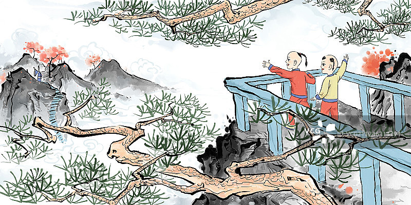 重阳登高望远图片素材