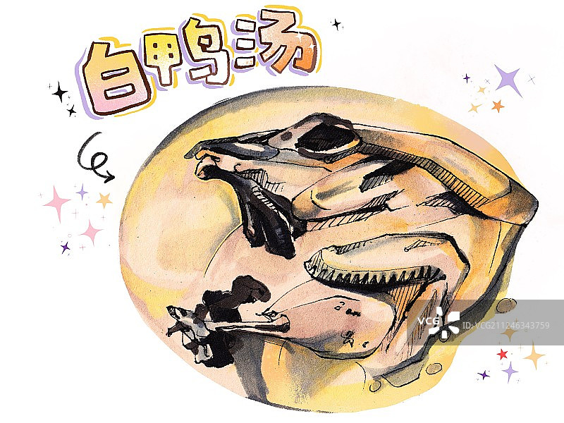 泉州龙岩客家 美食马克笔手绘插画素材 传统美食小吃白鸭汤图片素材