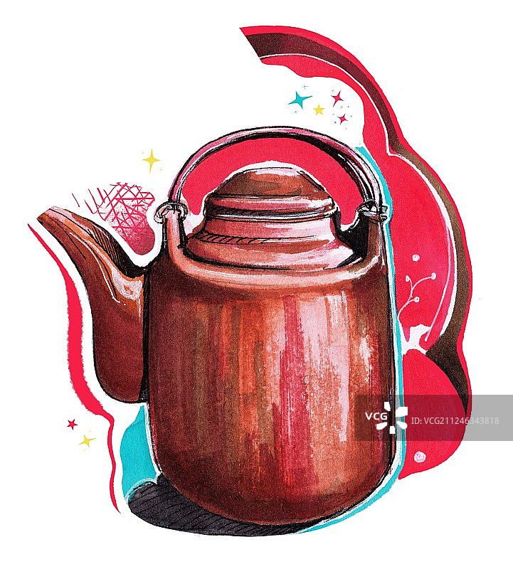 泉州龙岩客家 美食马克笔手绘插画素材 传统美食小吃紫砂猪肝汤图片素材