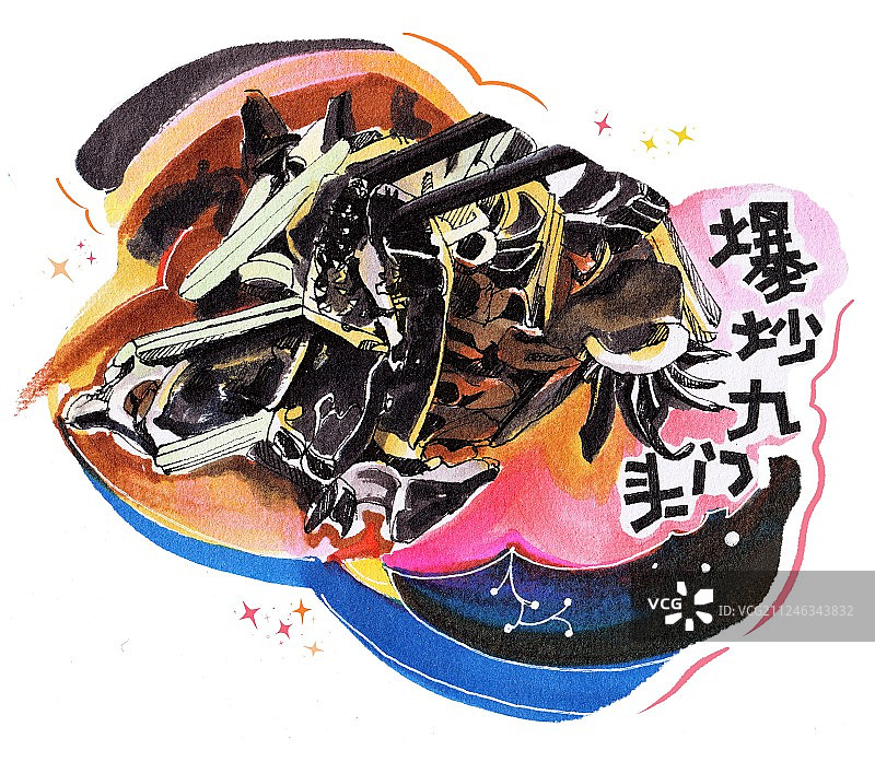 泉州龙岩客家 美食马克笔手绘插画素材 传统美食小吃九门头图片素材