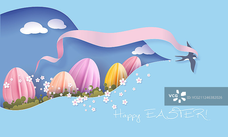 复活节剪纸3D图片素材