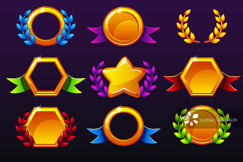 用于创建图标的彩色奖项模板图片素材