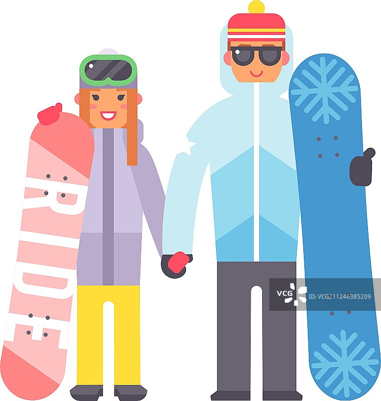 滑雪与滑雪板：男女滑雪者图片素材