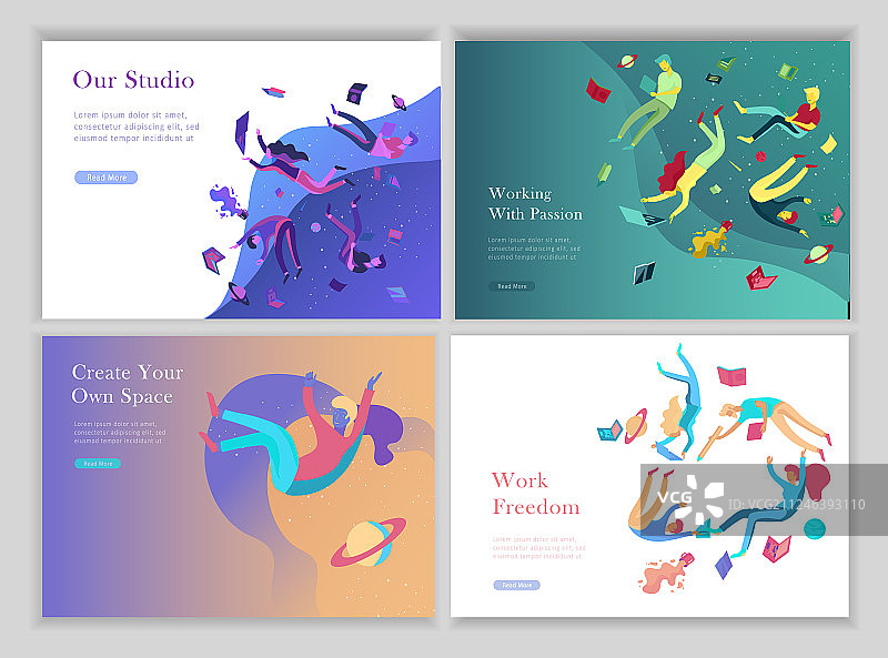 鼓舞人心的人物飞行落地页模板图片素材