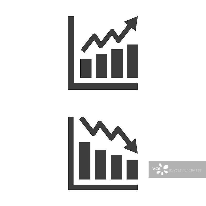 白色背景上的增长和减少图标图片素材