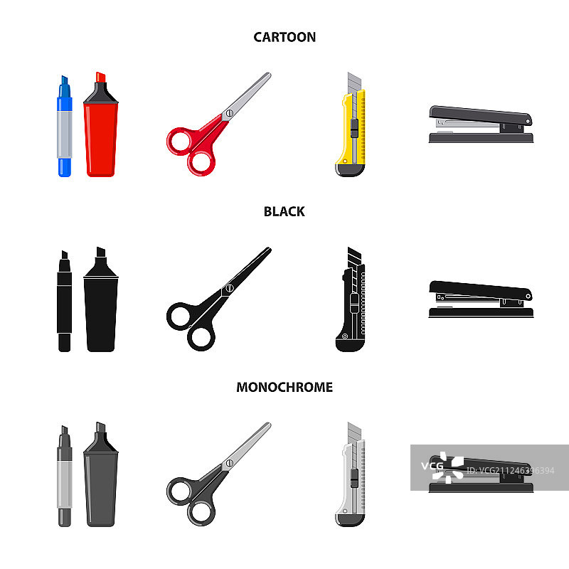 办公室和用品标志的孤立物体图片素材