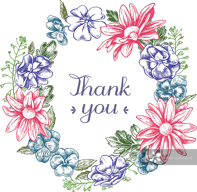 三色堇菊花花环图片素材