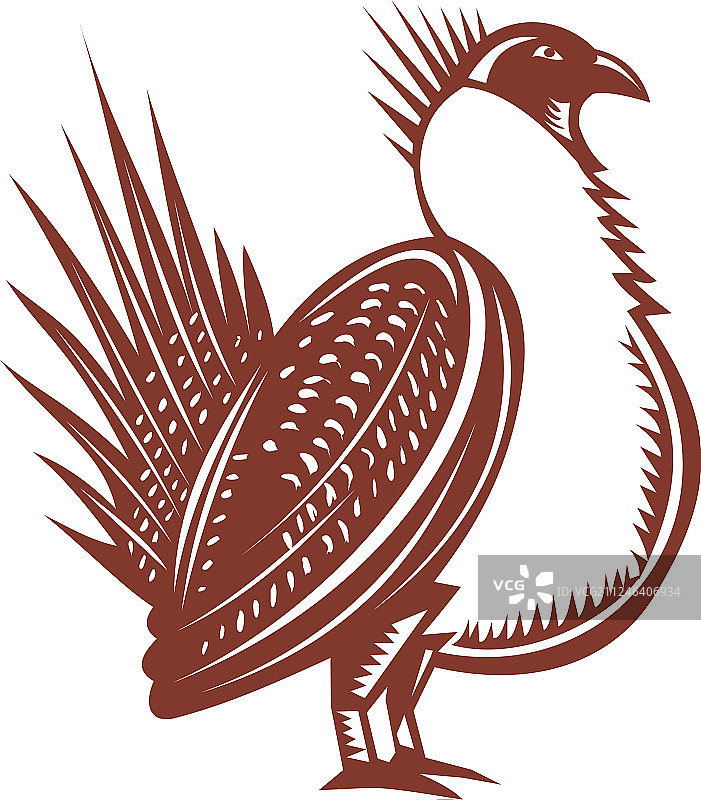 艾草松鸡鸟木刻图片素材