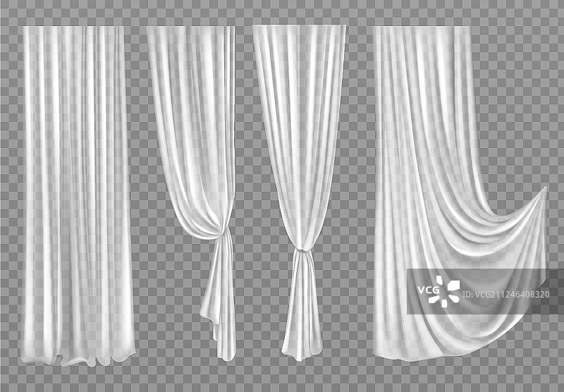 透明背景上的白色窗帘图片素材