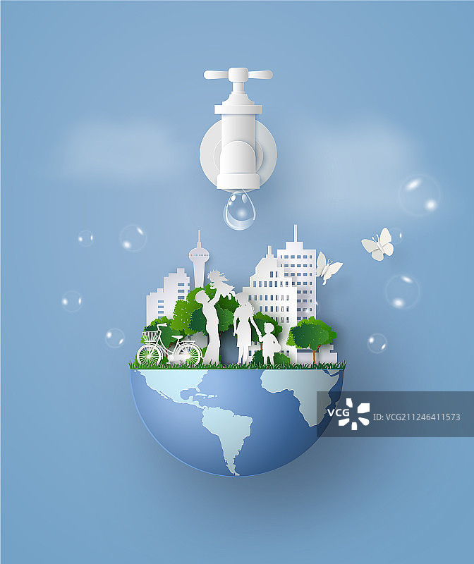 世界水日环保家庭概念图片素材