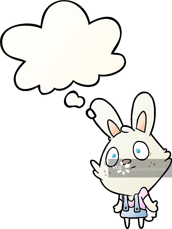 卡通兔子耸肩思考图片素材