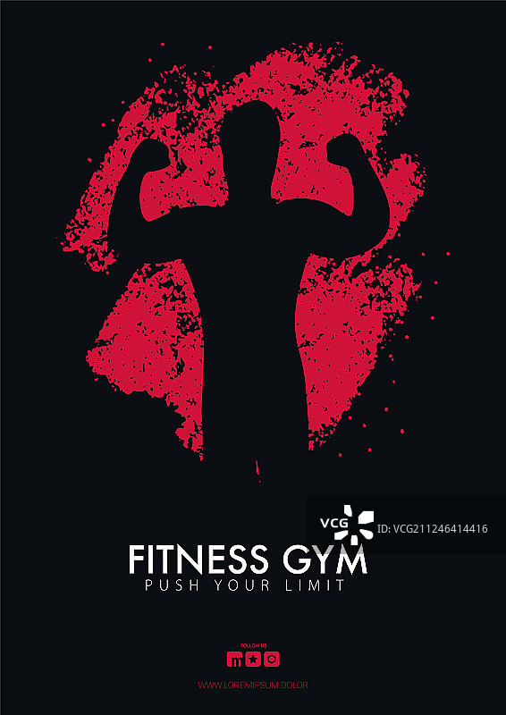 彩色背景上手绘男人的健身俱乐部banner图片素材