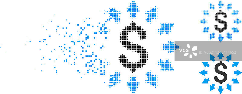 碎片化点状半色调美元分配图片素材