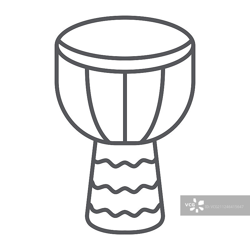 非洲鼓细线图标，音乐和乐器鼓图片素材