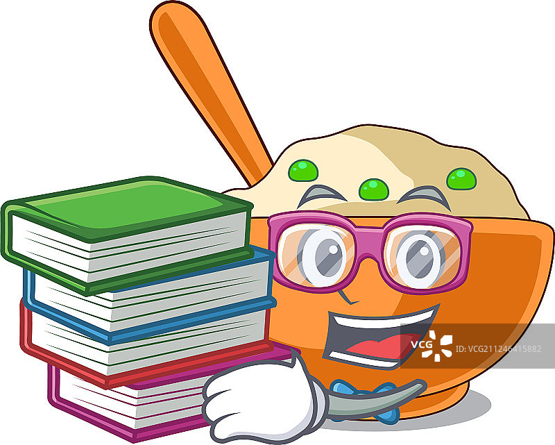 拿着书和土豆泥的学生图片素材