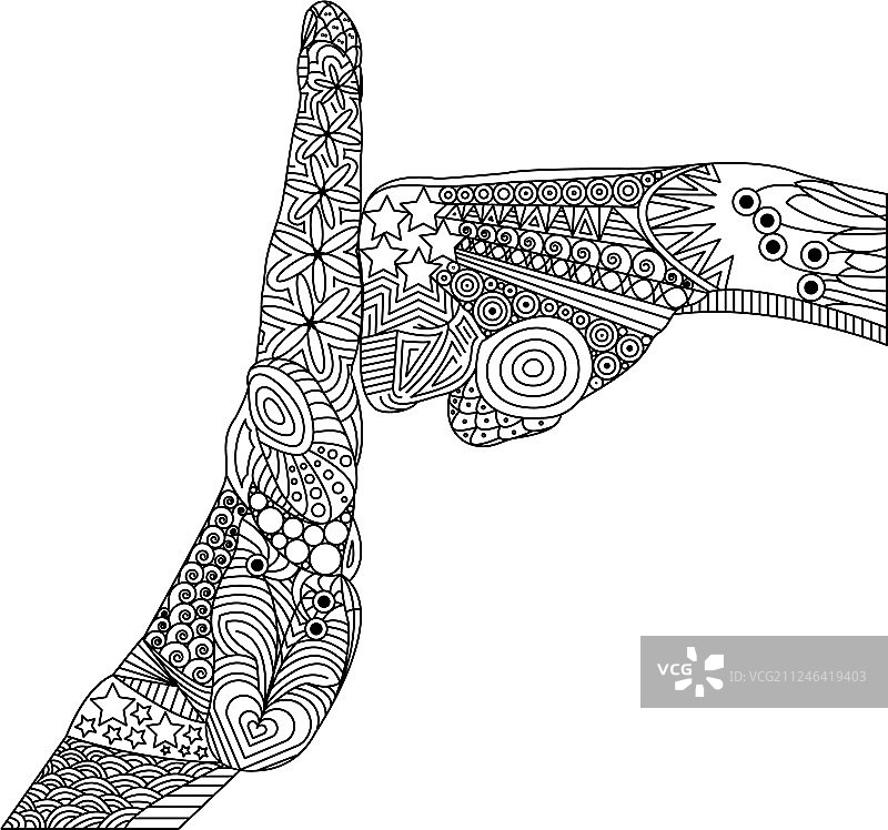 掌拳相抱禅绕画问候手势图片素材