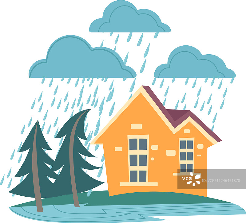 狂风暴雨下的家庭住宅图片素材
