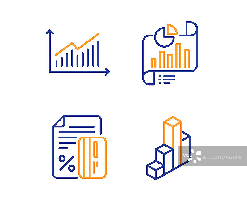 信用卡图表和报告文档图标集图片素材