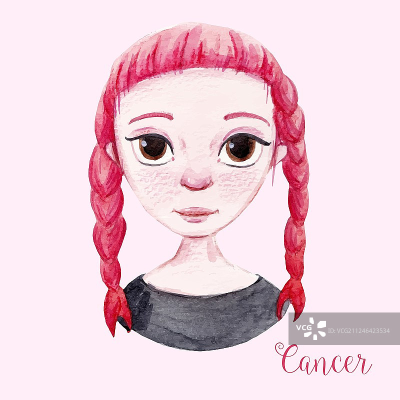 水彩星座标志：巨蟹座图片素材