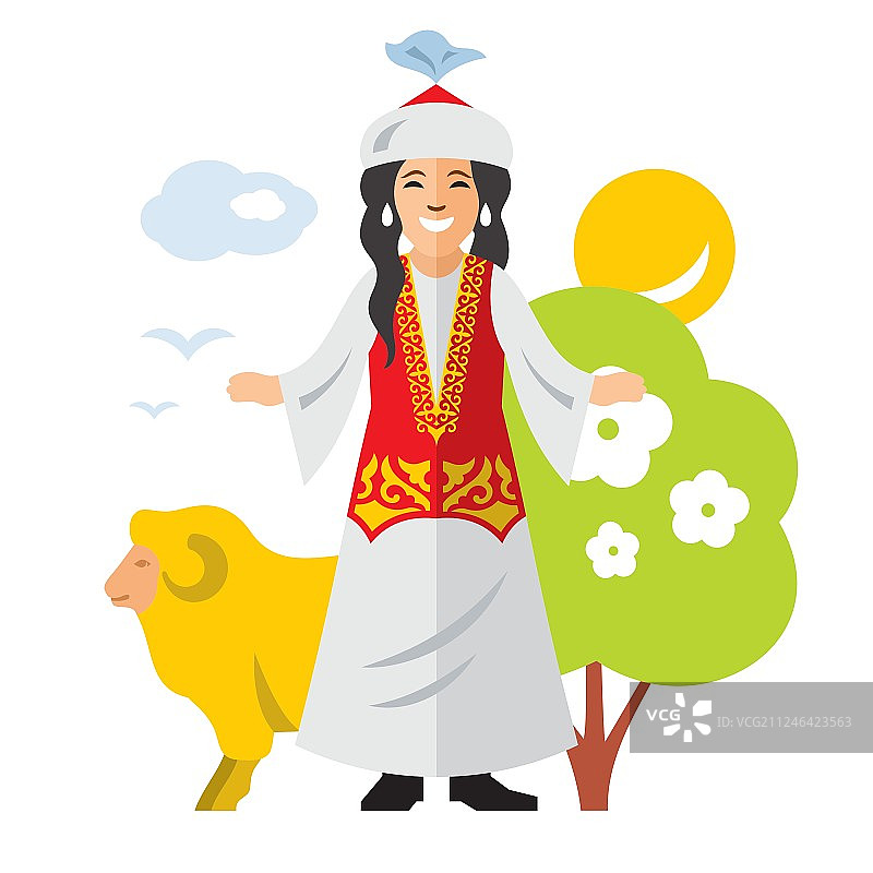 哈萨克族妇女的传统服饰图片素材